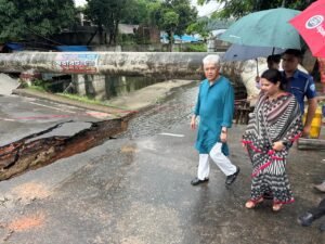 “Industrial Advisor inspects collapsed bridge over Shital Jharna…