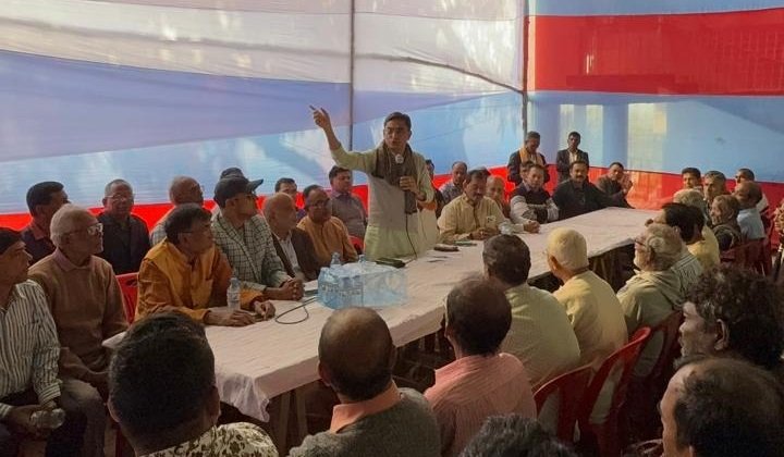 BNP-nominated candidate Mujibur Rahman held a meeting with Hindu-Buddhist-Christian communities in Kaliakoir in Gazipur-1 constituency