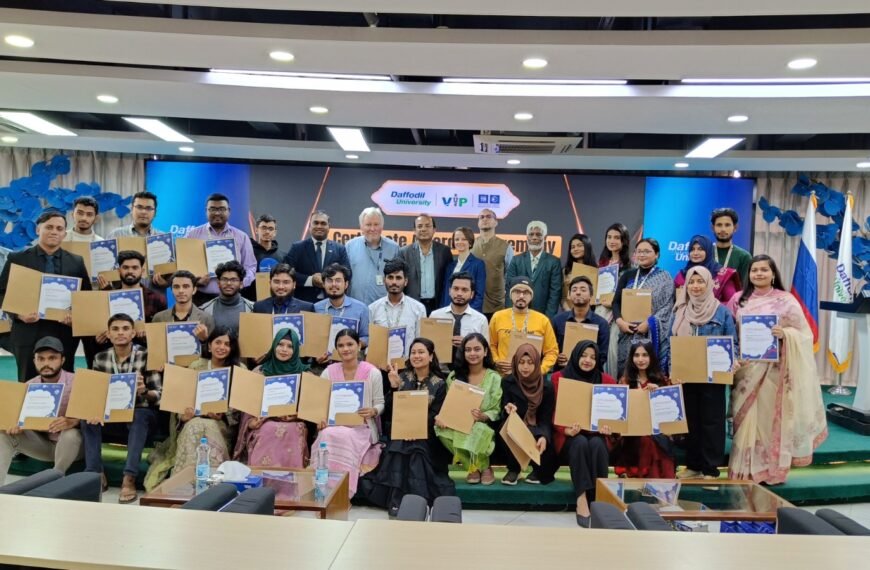 Certificate Distribution Ceremony of Russian Language Short Course Held at Daffodil International University