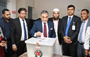 Chief Election Commissioner A.M.M. Nasir Uddin casts his&hellip;
