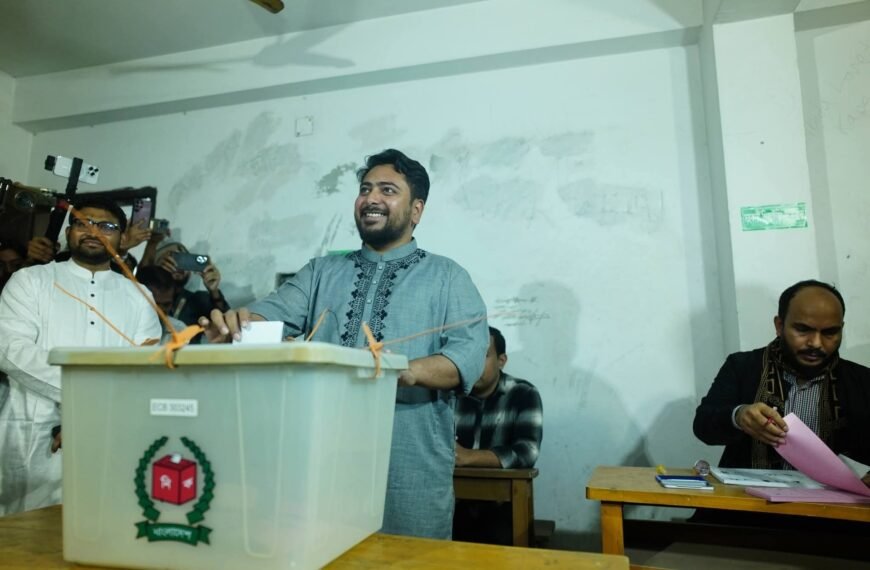 NCP convener Nahid Islam casts his vote
