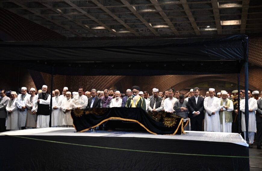 Funeral prayers of former Acting President and former Speaker of the National Assembly Barrister Zamir Uddin Sarkar were held at the South Plaza of the National Assembly